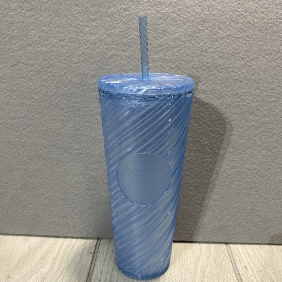 Starbucks Summer 2024 Light Blue Swirl Venti 24oz Cold Cup EUC - Picture 1 of 8